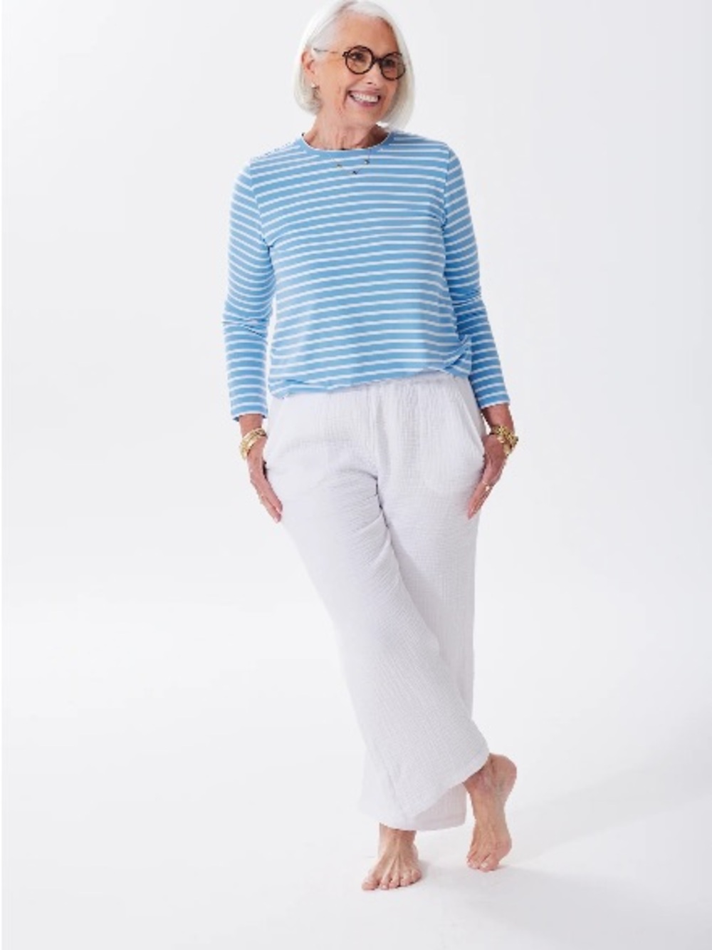 Alice Walk luxury THE ORGANIC 100% COTTON CLOUD PANT - TRIPLE GAUZE wide leg xs